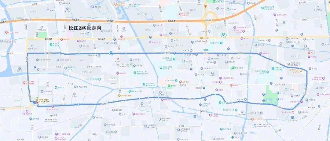 松江2路松江35路区间调整后走向新增三新路