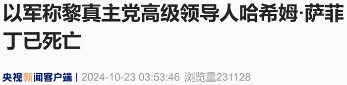 _以军发声明：哈希姆·萨菲丁已死亡_以军发声明：哈希姆·萨菲丁已死亡