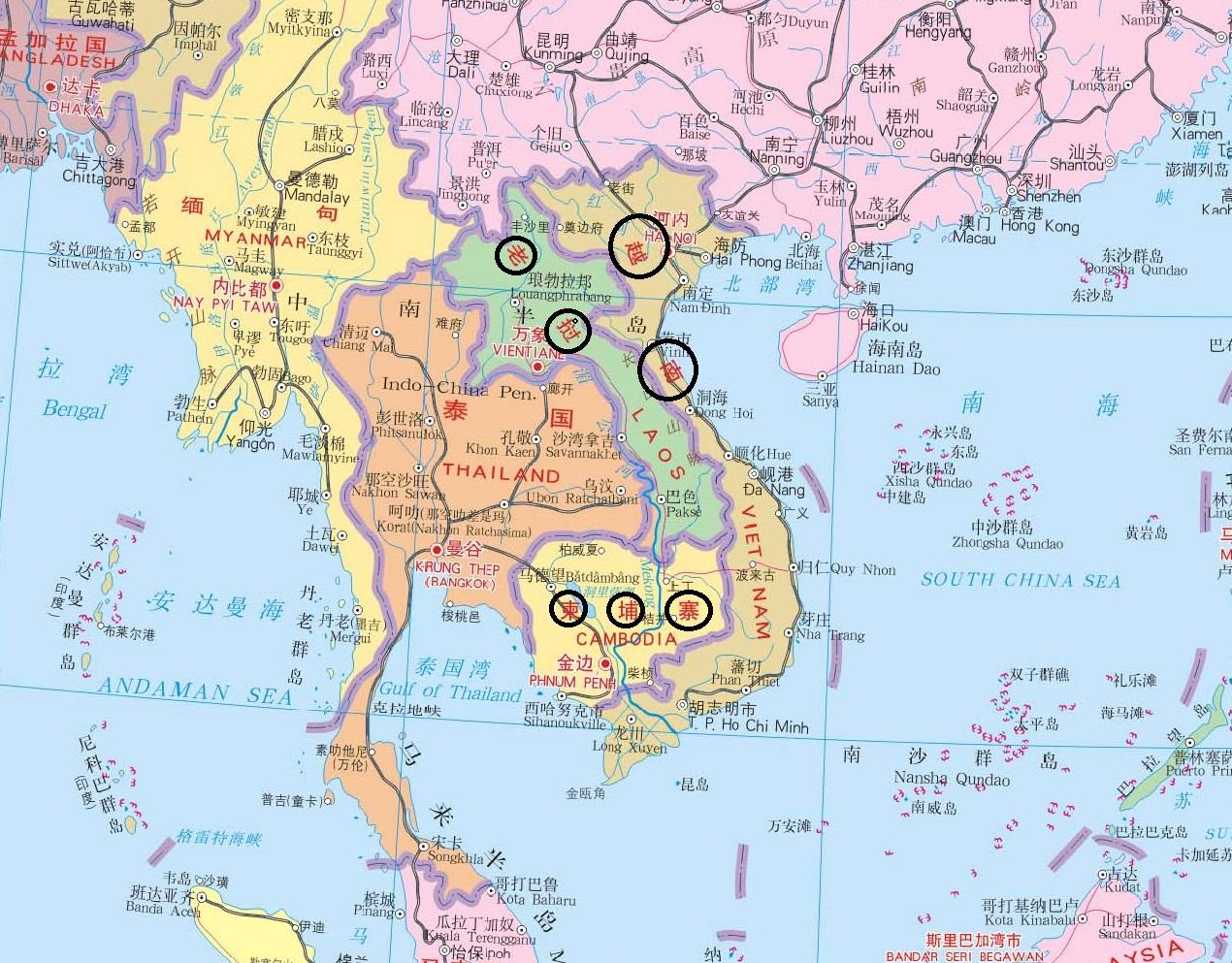 中南半岛三个国家的地图，中国人看后沉默了