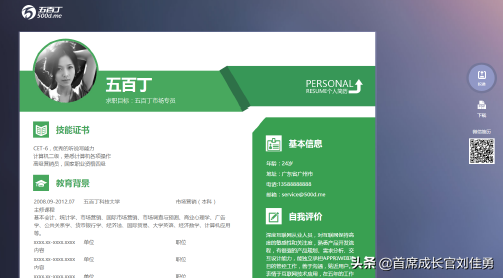 简历模板1_简历模板示例_五百丁简历模板
