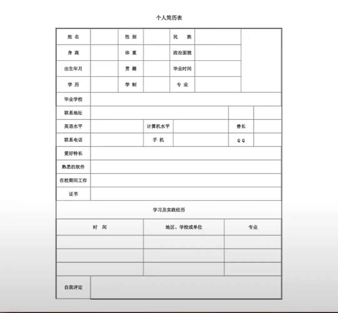 公司入职简历表格模板_简历表格入职模板公司怎么做_入职简历表格式