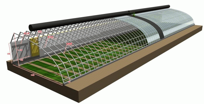 塑料大棚立体骨架图图片