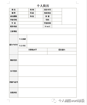 表格版个人简历模板，助你轻松打造完美简历