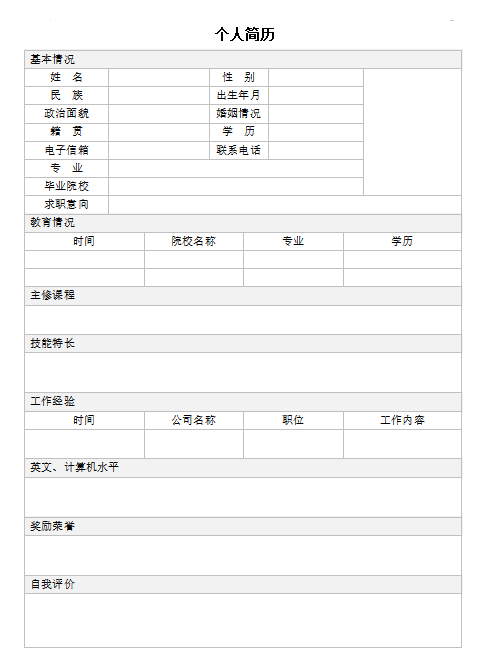 个人征婚简历模板_个人征婚简历表_个人征婚简历表格