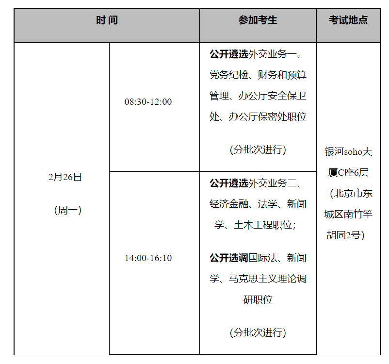 外交部 2024 年度公开遴选和公开选调公务员职位业务水平测试和面试公告