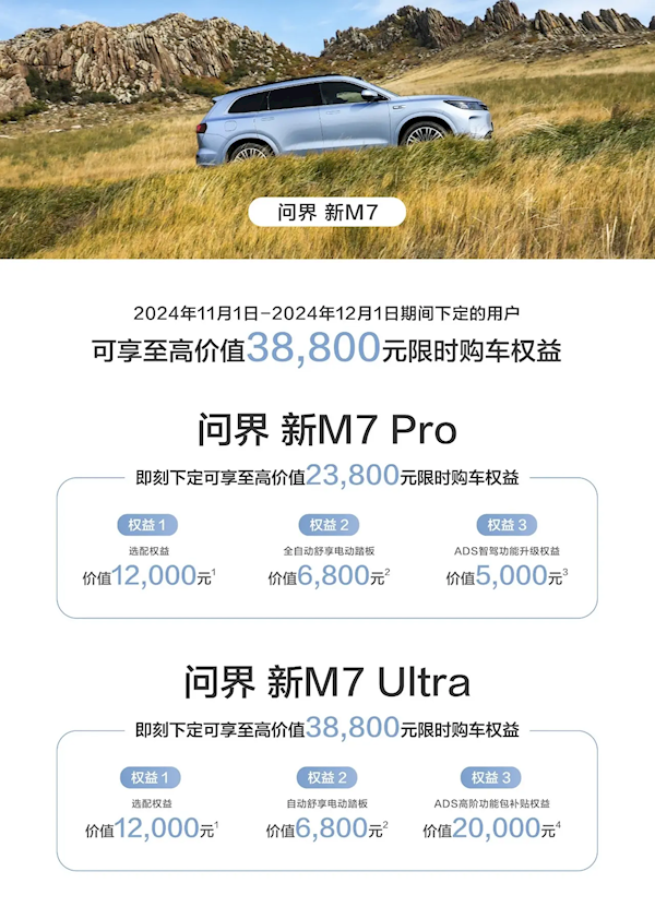 _最高价值4.5万！鸿蒙智行发布限时购车权益：包含问界M7、智界R7等车型_最高价值4.5万！鸿蒙智行发布限时购车权益：包含问界M7、智界R7等车型