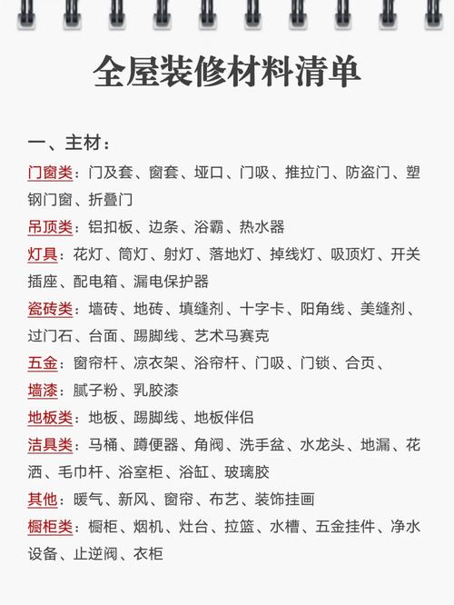 装修材料购买清单_装修材料配置清单_装修材料清单表格制作