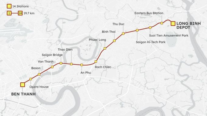 胡志明市地铁1号线路线图VnExpress