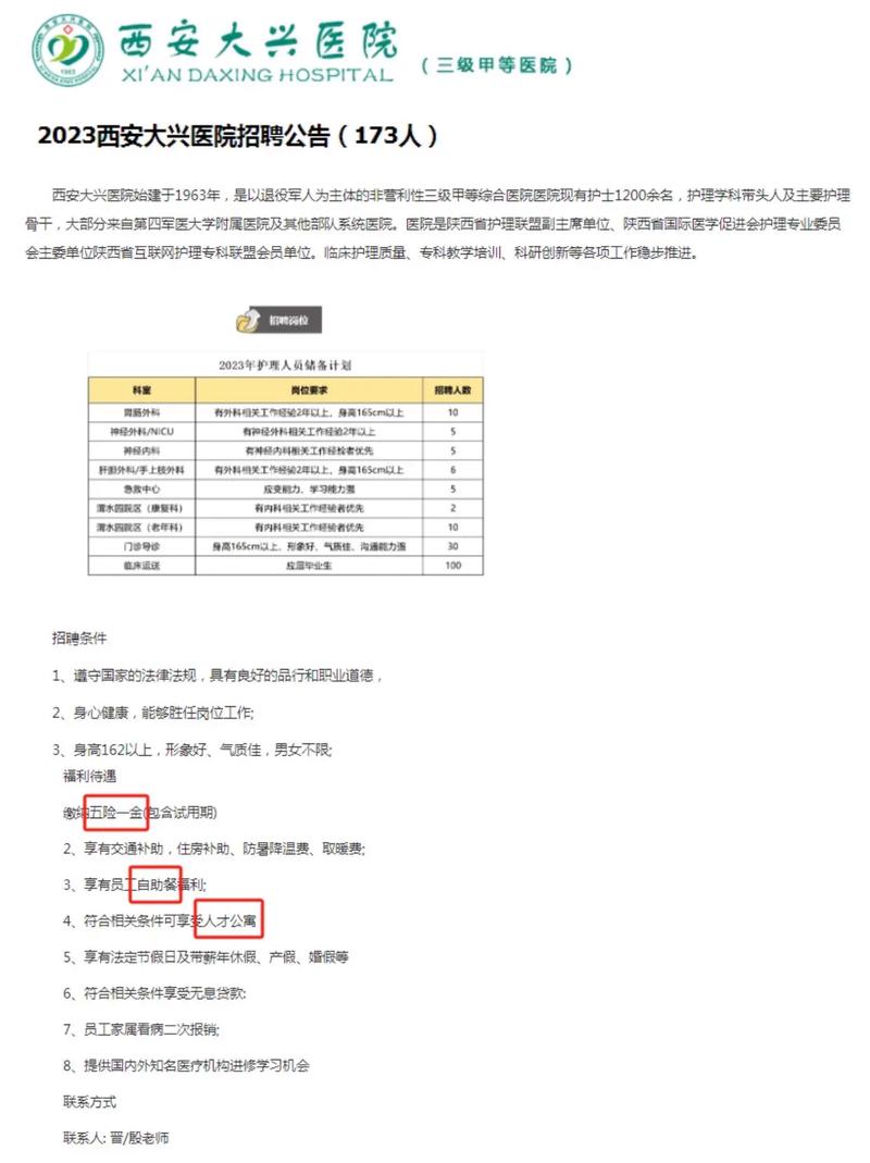 173人!西安这家三级医院公开招聘