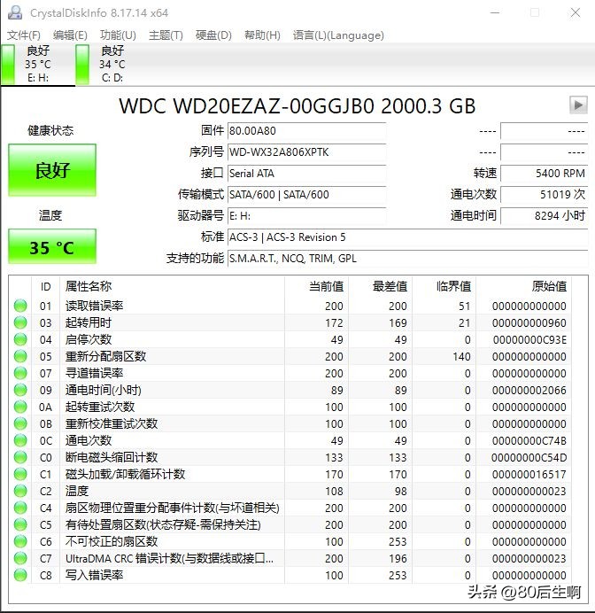 硬盘检测软件教程_ 硬盘温度监测工具 _CrystalDiskInfo 硬盘健康监测 
