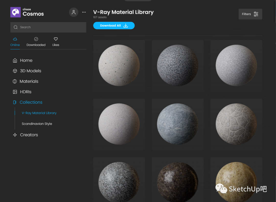 云协作V-Ray GPU _ Cosmos资源库SketchUp _vray for sketch up材质库怎么用