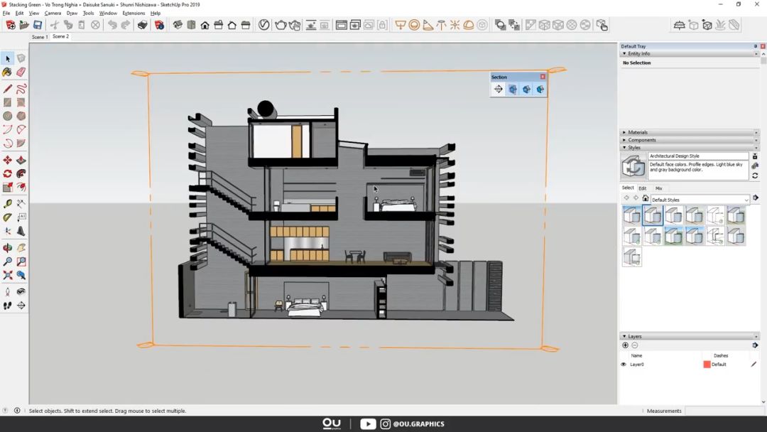 SketchUp 3D模型导出AI_sketch如何导入ai文件_SketchUp 2019 建筑透视剖面图教程