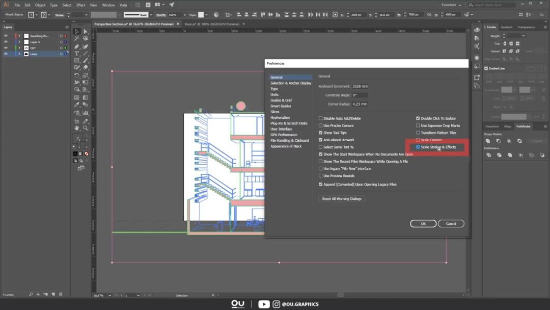 SketchUp 2019 建筑透视剖面图教程_SketchUp 3D模型导出AI_sketch如何导入ai文件