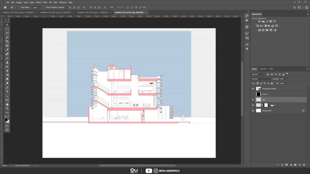 SketchUp 2019 建筑透视剖面图教程_SketchUp 3D模型导出AI_sketch如何导入ai文件