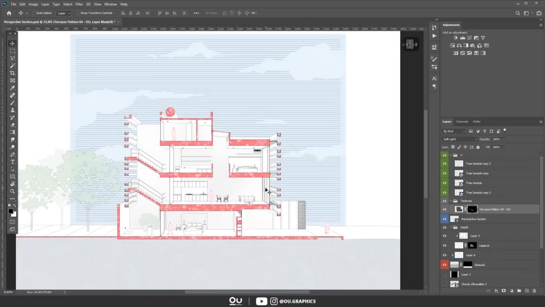 SketchUp 2019 建筑透视剖面图教程_SketchUp 3D模型导出AI_sketch如何导入ai文件