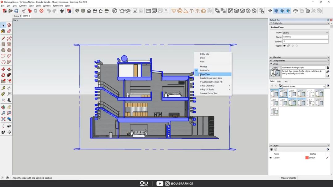 sketch如何导入ai文件_SketchUp 2019 建筑透视剖面图教程_SketchUp 3D模型导出AI