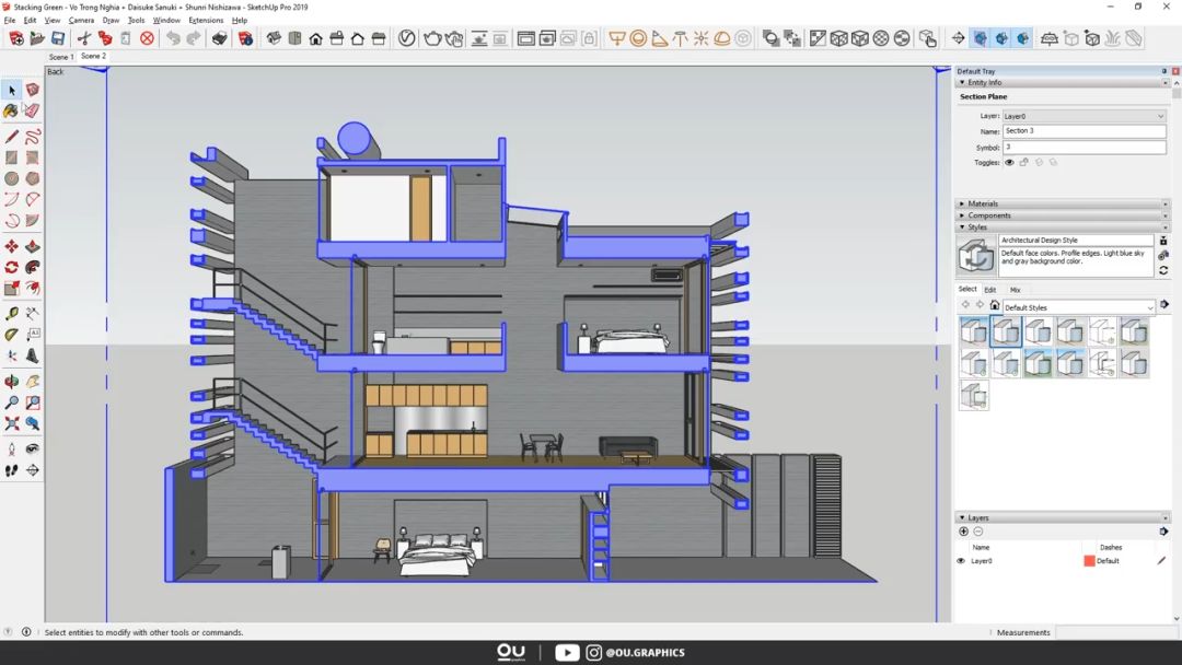 SketchUp 3D模型导出AI_sketch如何导入ai文件_SketchUp 2019 建筑透视剖面图教程