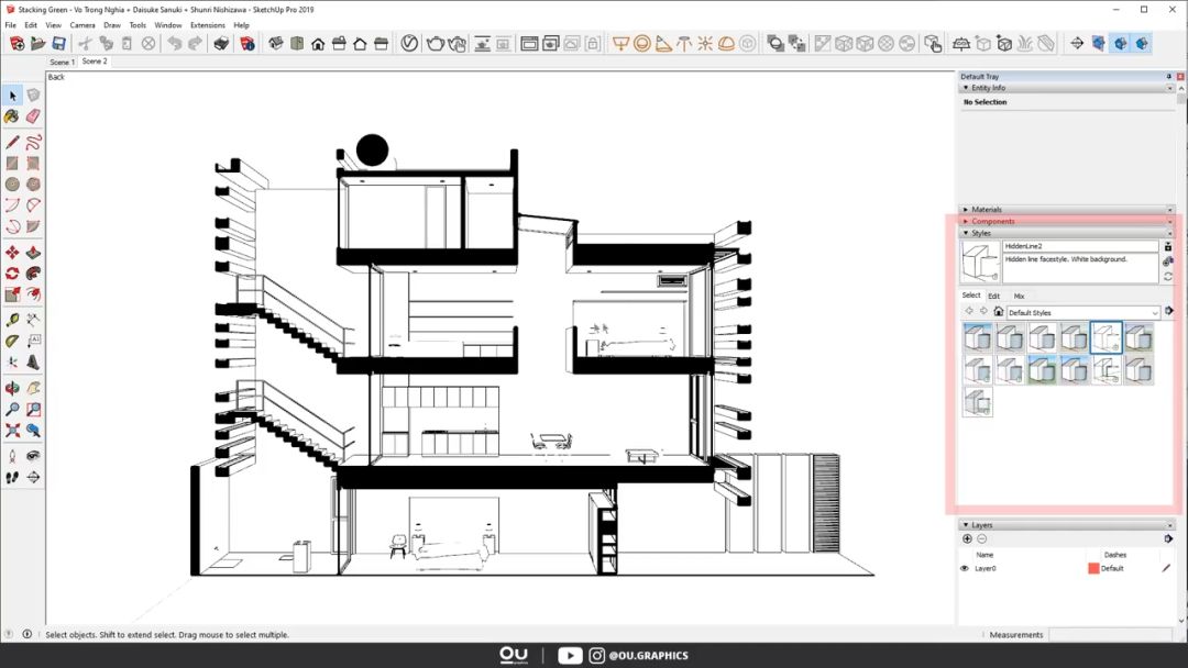 SketchUp 3D模型导出AI_sketch如何导入ai文件_SketchUp 2019 建筑透视剖面图教程
