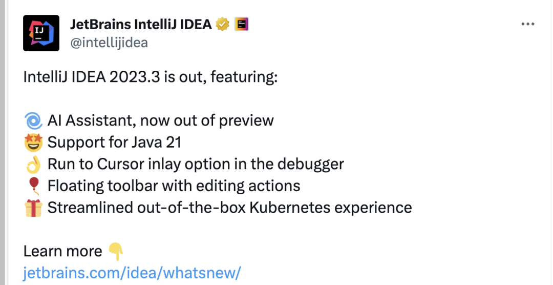  IntelliJ IDEA AI Assistant 预览阶段结束 _intellij idea chrome_JetBrains 2023.3 版本更新 